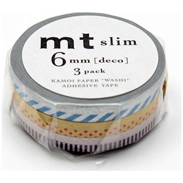 mt slim Twist cord B Japanese Washi Tape 6mm Sets of 3