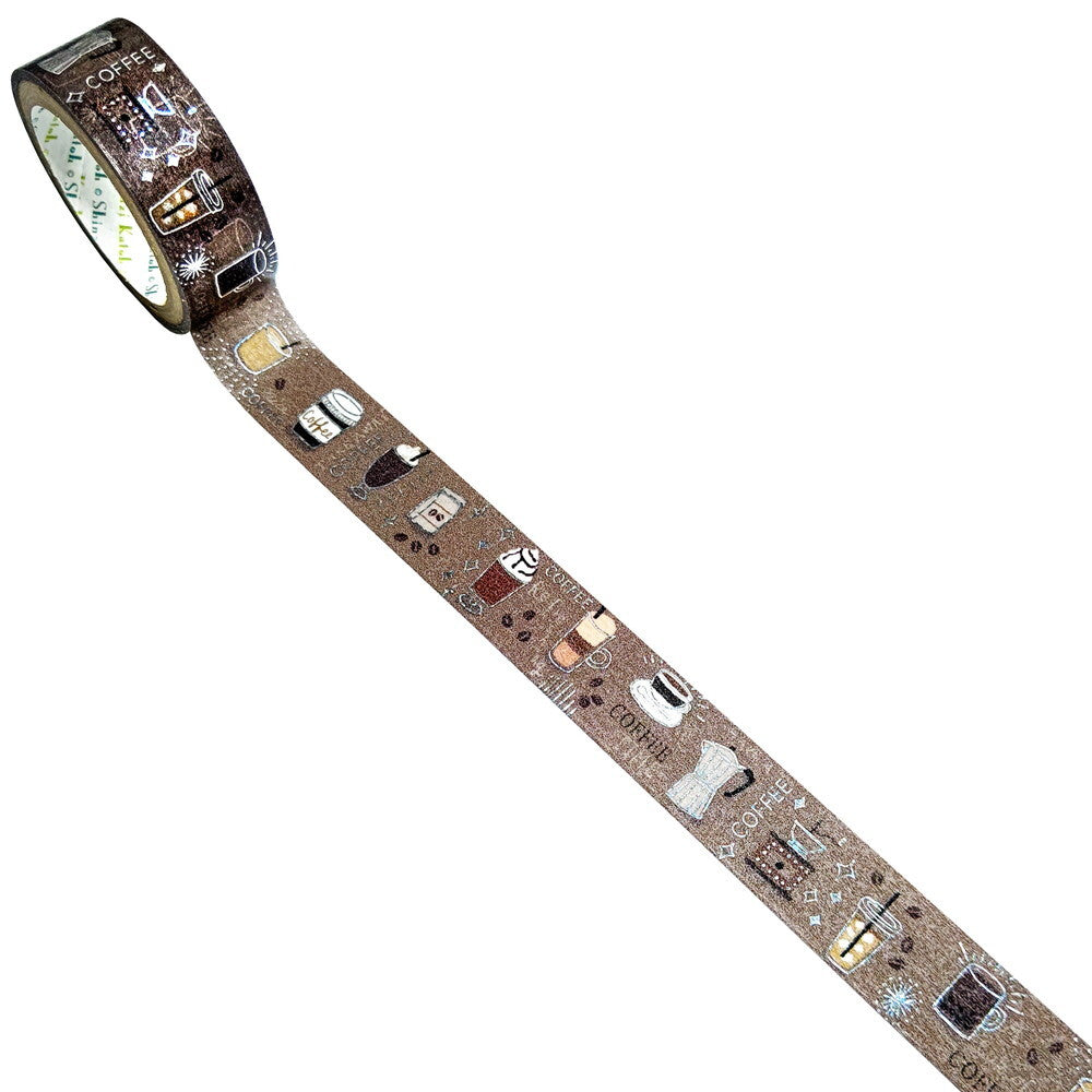 Coffee Silver Glitter Japanese Washi Tape Masking Tape Shinzi Katoh Design