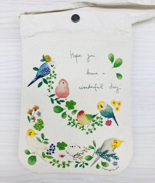 Bird Wreath Small Cotton Crossbody Bag