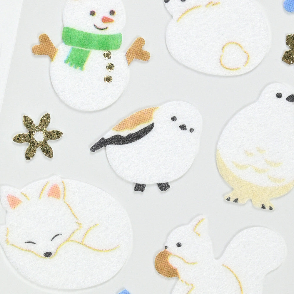 Winter Animal Non Woven Stickers with Glitter Accent