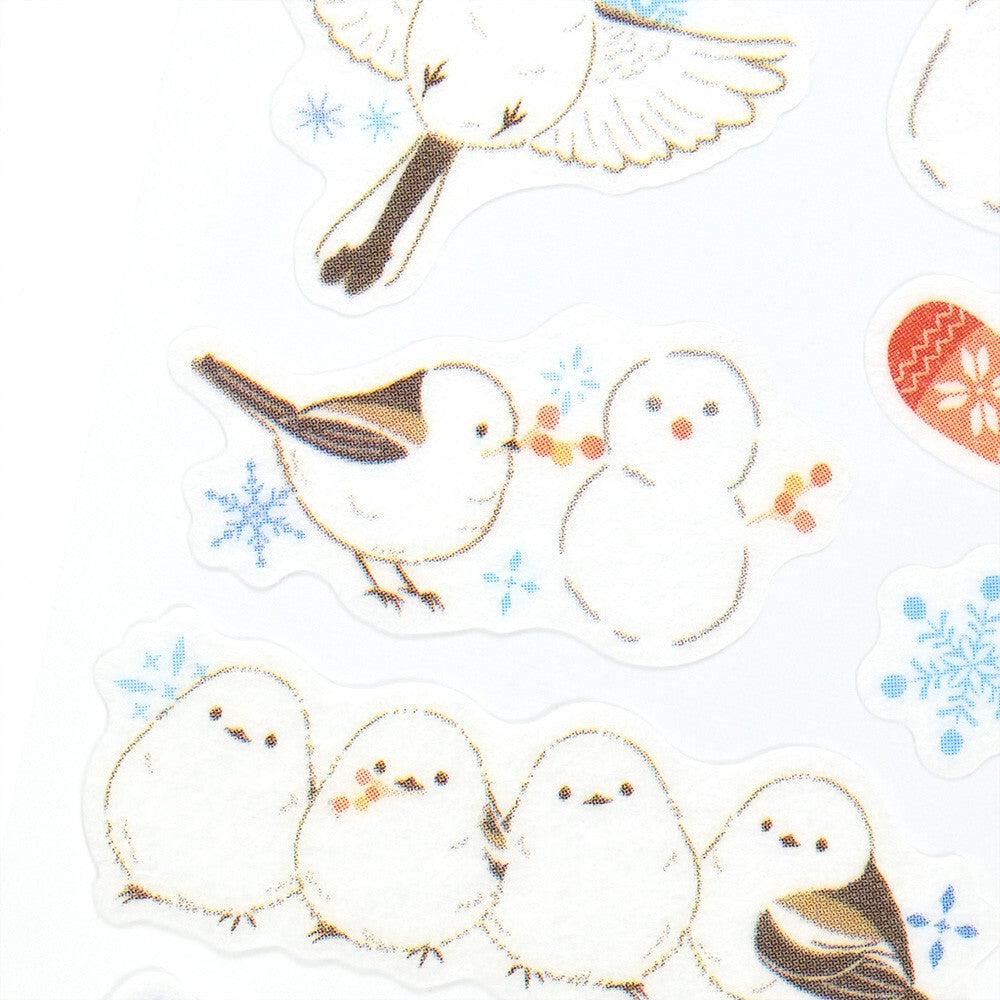 Long-tailed Tit in the Winter Japanese Washi Stickers