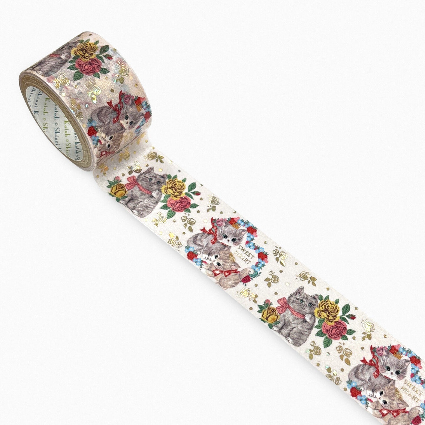 Rose Cat Glitter Japanese Washi Tape - Sweet Birdie Boutique International