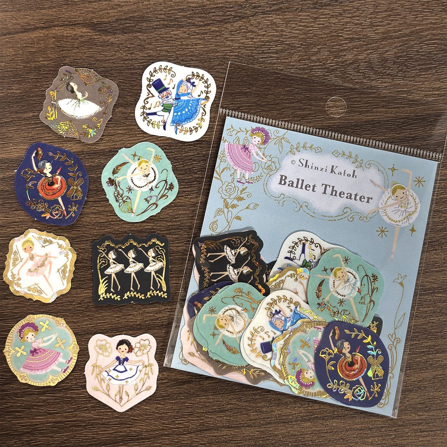 Ballet Theater Japanese Washi Stickers Pack with Matte Gold Foil Accents