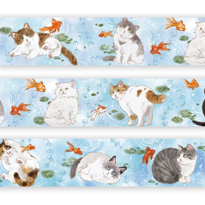 Cat and Goldfish Japanese Washi Tape Masking Tape