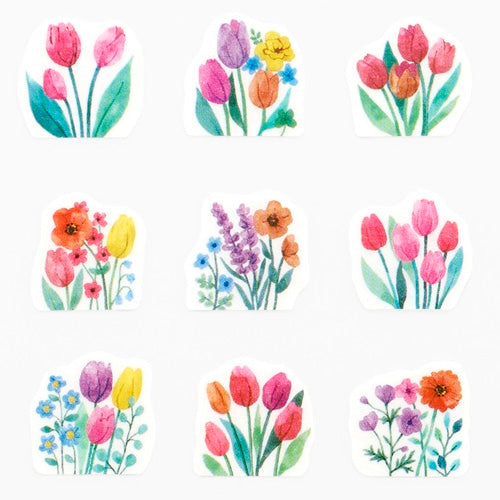 Tulip Field Japanese Washi Roll Stickers