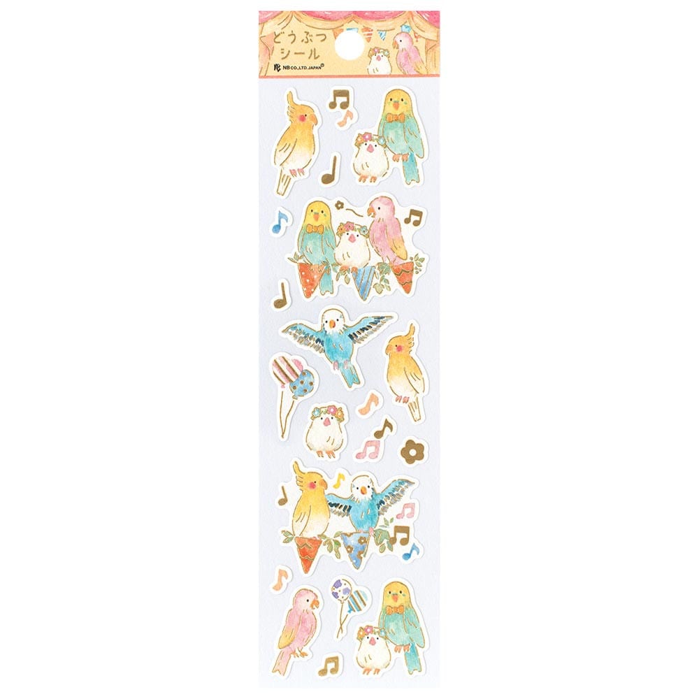 Bird Japanese Washi Stickers with Gold Accent Budgie Cockatiel Java Sparrow Bourke's Parakeet
