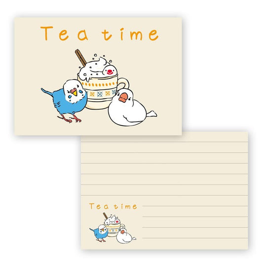 Budgie and Java Sparrow Memo Pad Tea Time