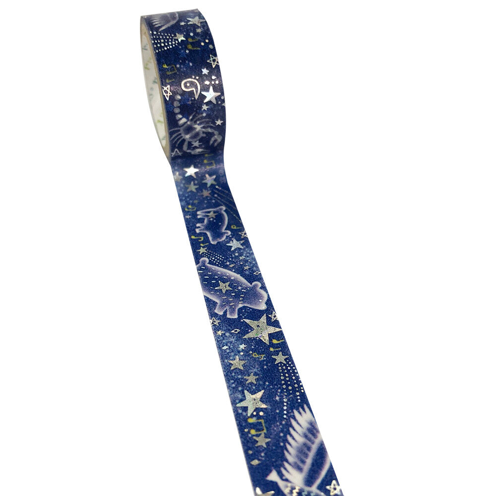 Star-Circling Song by Kenji Miyazawa Silver Glitter Japanese Washi Tape