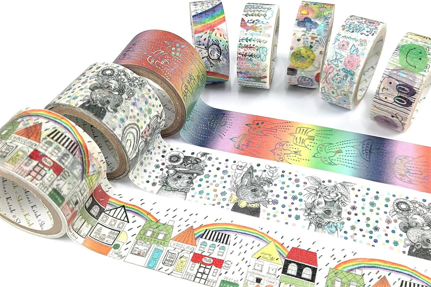 Walking in the Rainy Town Rainbow Glitter Japanese Washi Tape