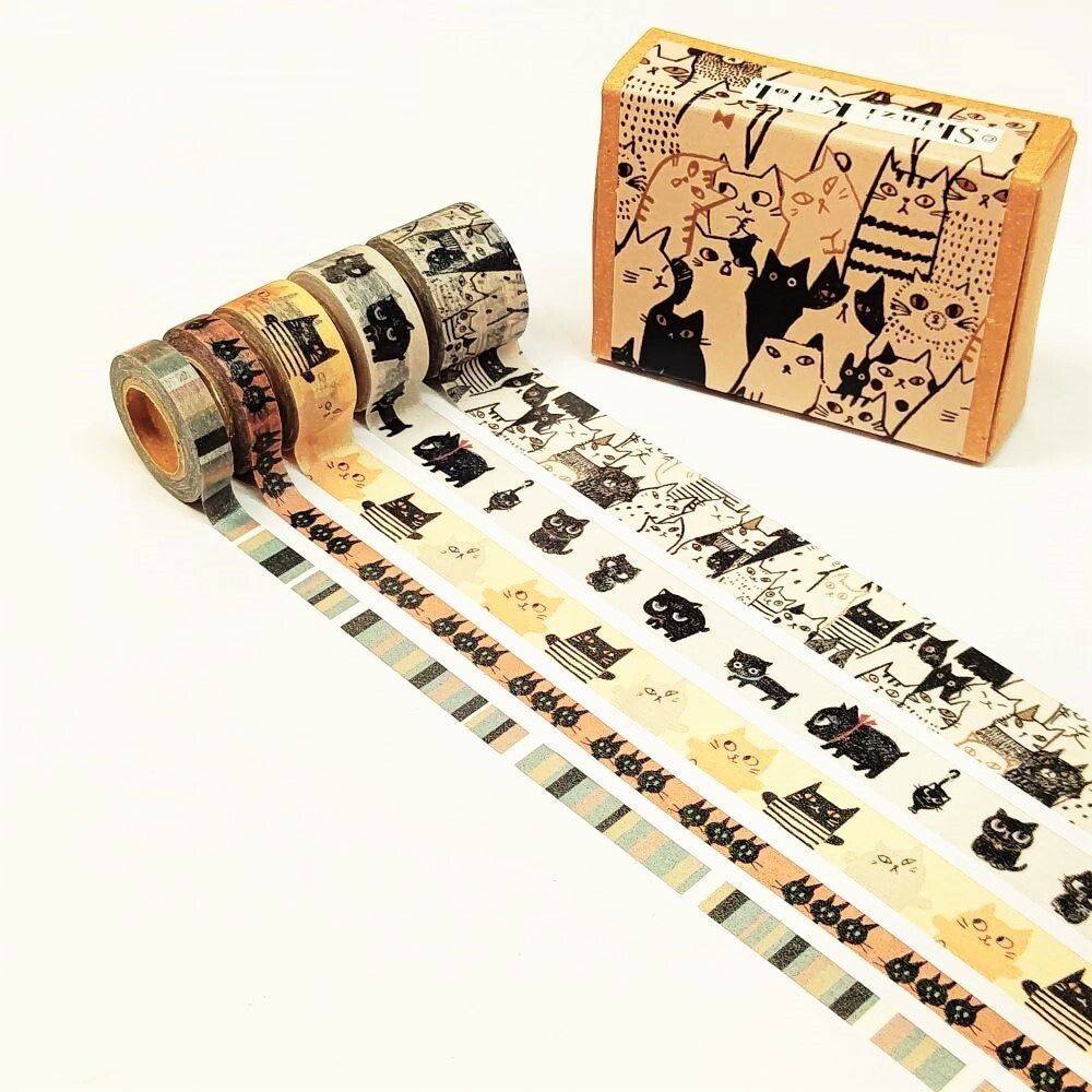 Cats Japanese Washi Tape Masking Tape Sets in Mini Box
