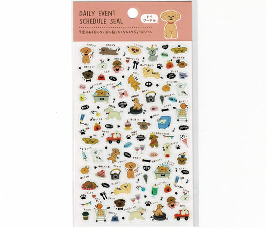 Toy Poodle Dog Schedule Stickers with Gold Accent