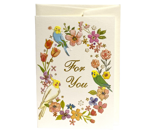 Budgie & Cockatiel Mini Card with Gold Accent