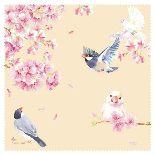 Java Sparrow and Cherry Blossom Lens Cloth Microfiber Cloth
