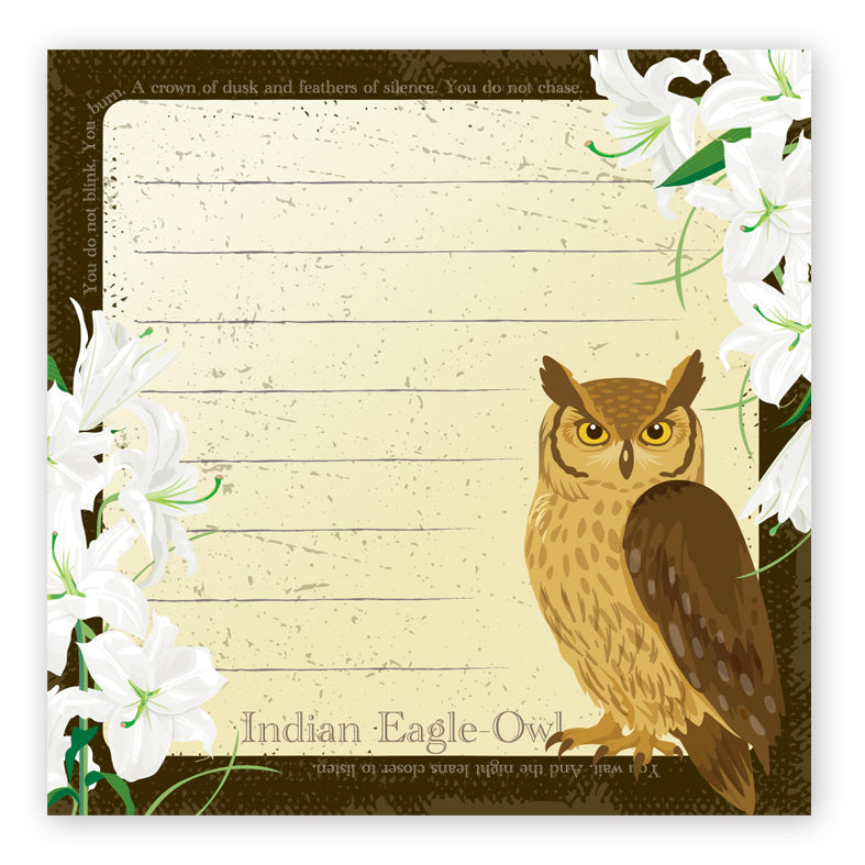 Indian Eagle-owl Square Vintage-style Memo Pad
