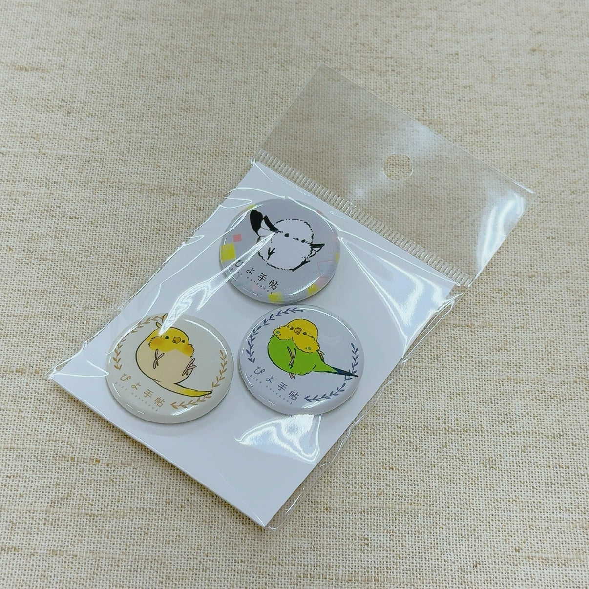 Pin Badge Set Long-tailed Tit Budgie Cockatiel