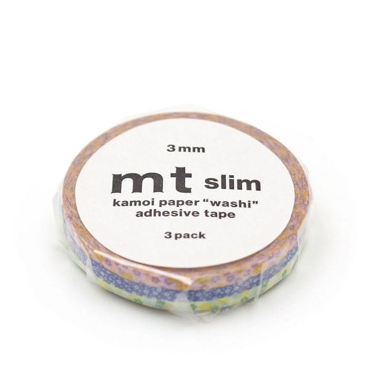 mt slim 3mm Flower Japanese Washi Tape Sets of 3 Rolls