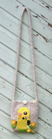 Budgie Budgerigar Parakeet Wool Felted Pochette Bag Purse - Boutique Sweet Birdie