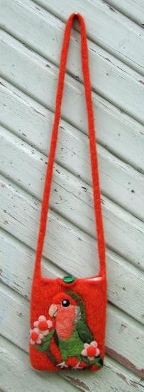 Lovebird Wool Felted Pochette Bag Purse - Boutique Sweet Birdie