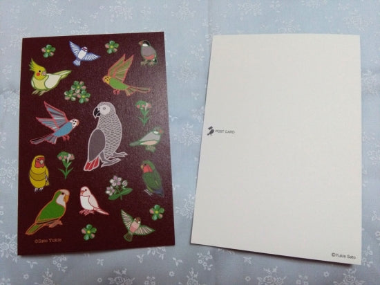 Budgie Budgerigar Parakeet Java Sparrow Lovebird Cockatiel Monk Parakeet African Gray Parrot Postcard Yukie-45 - Boutique SWEET BIRDIE