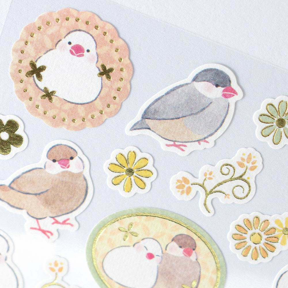 Java Sparrow Japanese Washi Stickers with Gold Accent