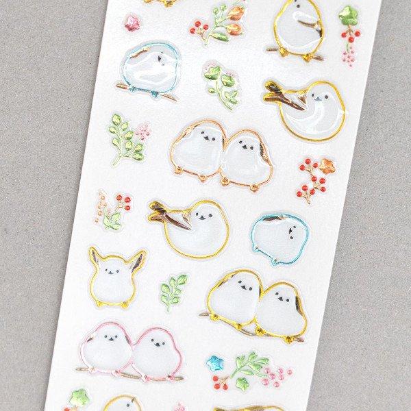 Long-tailed Tit Stickers with Glitter Accent