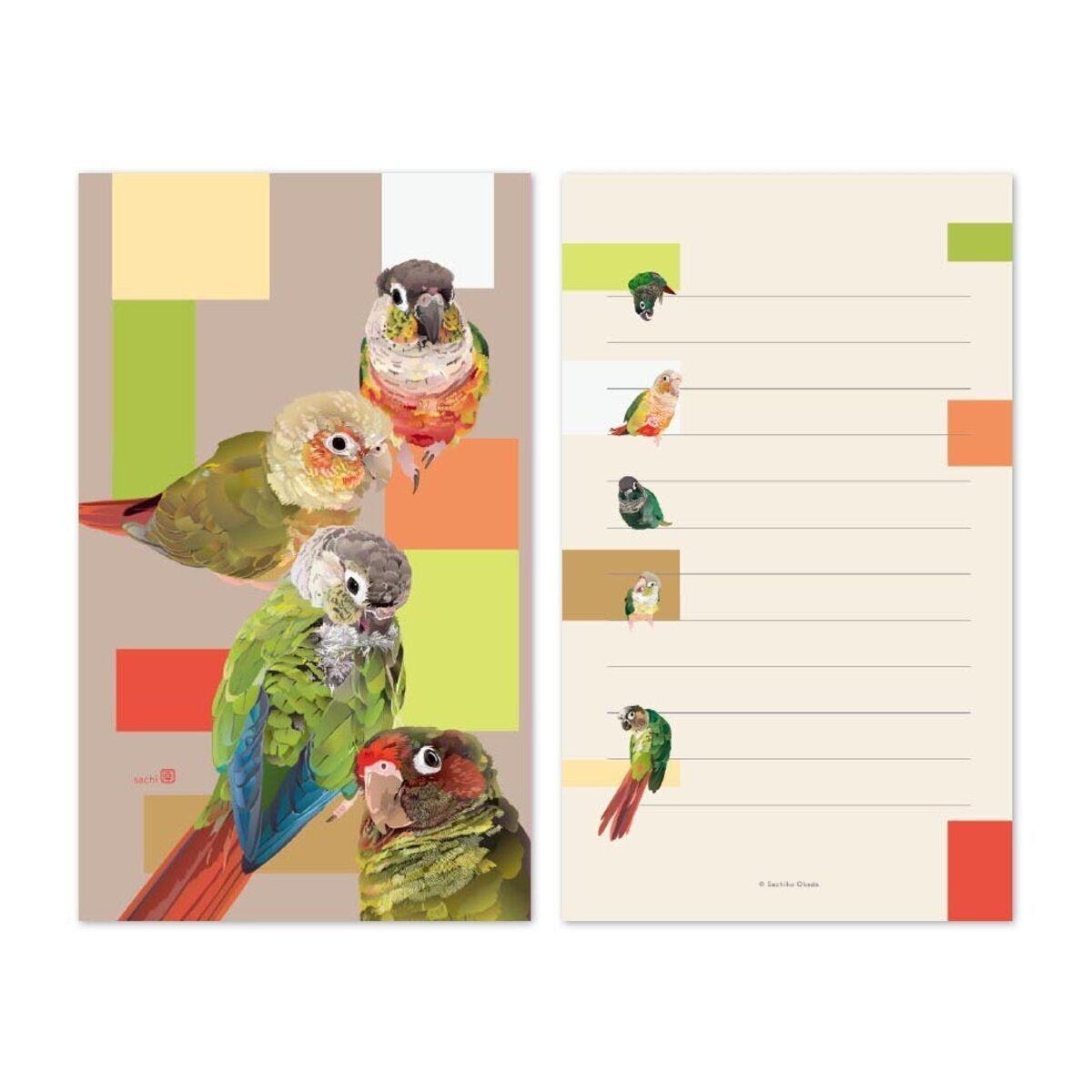 Set of 10 Conure Mini Message Card
