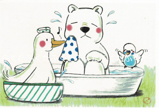 Budgie Postcard with Duck & Polar Bear