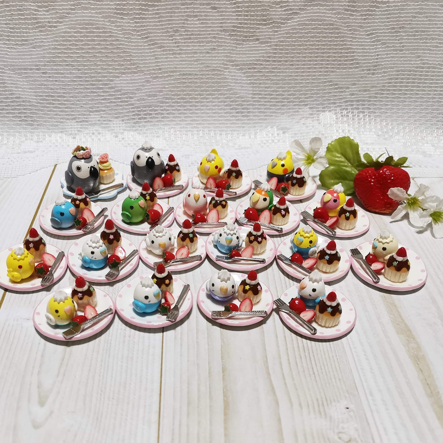 Miniature Lovebird with Strawberry Cupcake