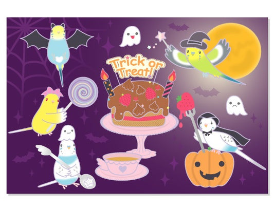 Budgie Halloween Postcard