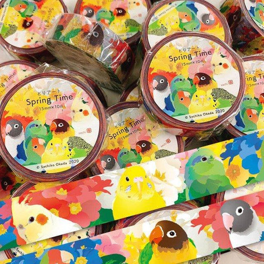 Bird Masking Tape Washi Tape Spring Time Lovebird Pacific Parrotlet Cockatiel Budgie