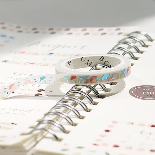 Rainy Day Glitter Washi Tape Masking Tape Slim Type