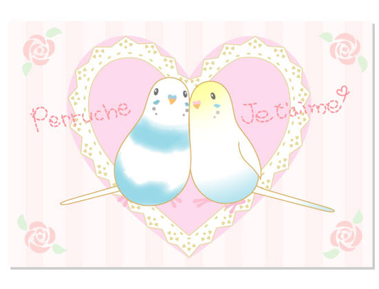 Budgie Budgerigar Parakeet Postcard Pom-024 - Boutique SWEET BIRDIE