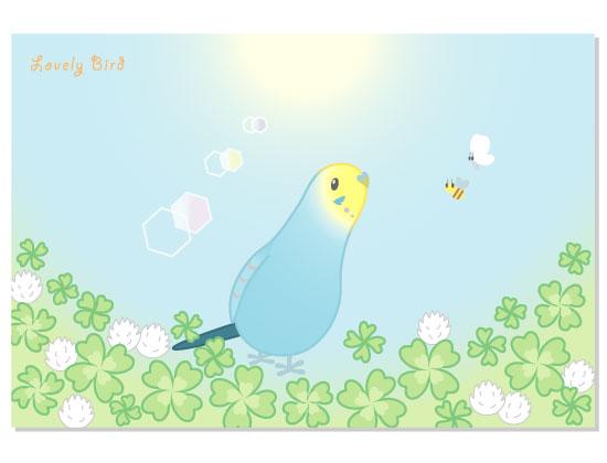 Budgie Budgerigar Parakeet Postcard Pom-017 - Boutique SWEET BIRDIE