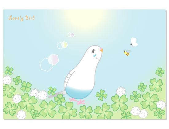 Budgie Budgerigar Parakeet Postcard Pom-019 - Boutique SWEET BIRDIE