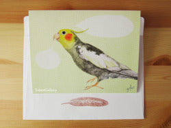 セリフが書けるグリーティングカード(ライムグリーン) オカメインコ - 小鳥雑貨専門のお店 スウィート・バーディー・ブティック