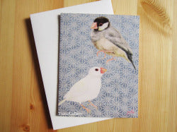 グリーティングカード 文鳥・封筒付き二つ折りカード - 小鳥雑貨専門のお店 スウィート・バーディー・ブティック