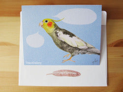 グリーティングカード セリフが書けるグリーティングカード (ブルー)オカメインコ - 小鳥雑貨専門のお店 スウィート・バーディー・ブティック