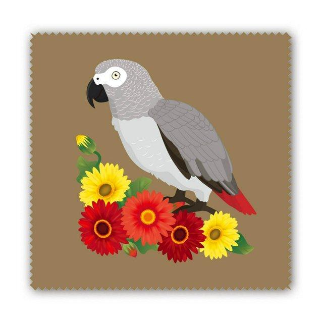 African Gray Parrot and Gerbera Lens Cloth Microfiber Cloth