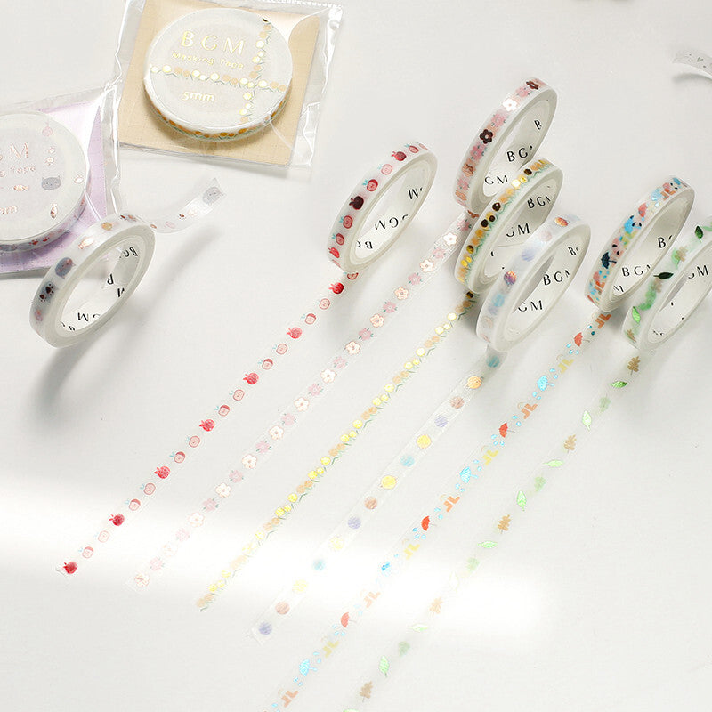 Cat & Fish Glitter Washi Tape Masking Tape Slim Type