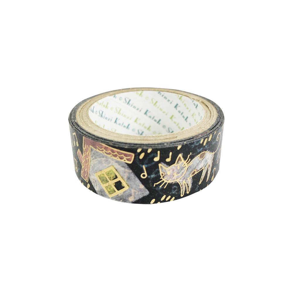 Gorsch the Cellist by Kenji Miyazawa Gold Glitter Japanese Washi Tape - Boutique SWEET BIRDIE