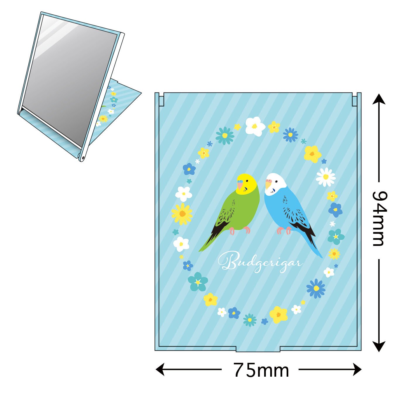 Compact Mirror Pocket Mirror Standing Mirror Budgie Budgerigar Parakeet - Boutique SWEET BIRDIE