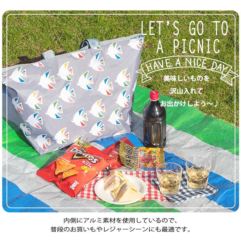 Bird Tea Party Cool Bag Eco Bag Shopping Bag with a Pouch Budgerigar Cockatiel Lovebird Black-Headed Caique, Bourke's Parakeet, etc. - Boutique SWEET BIRDIE