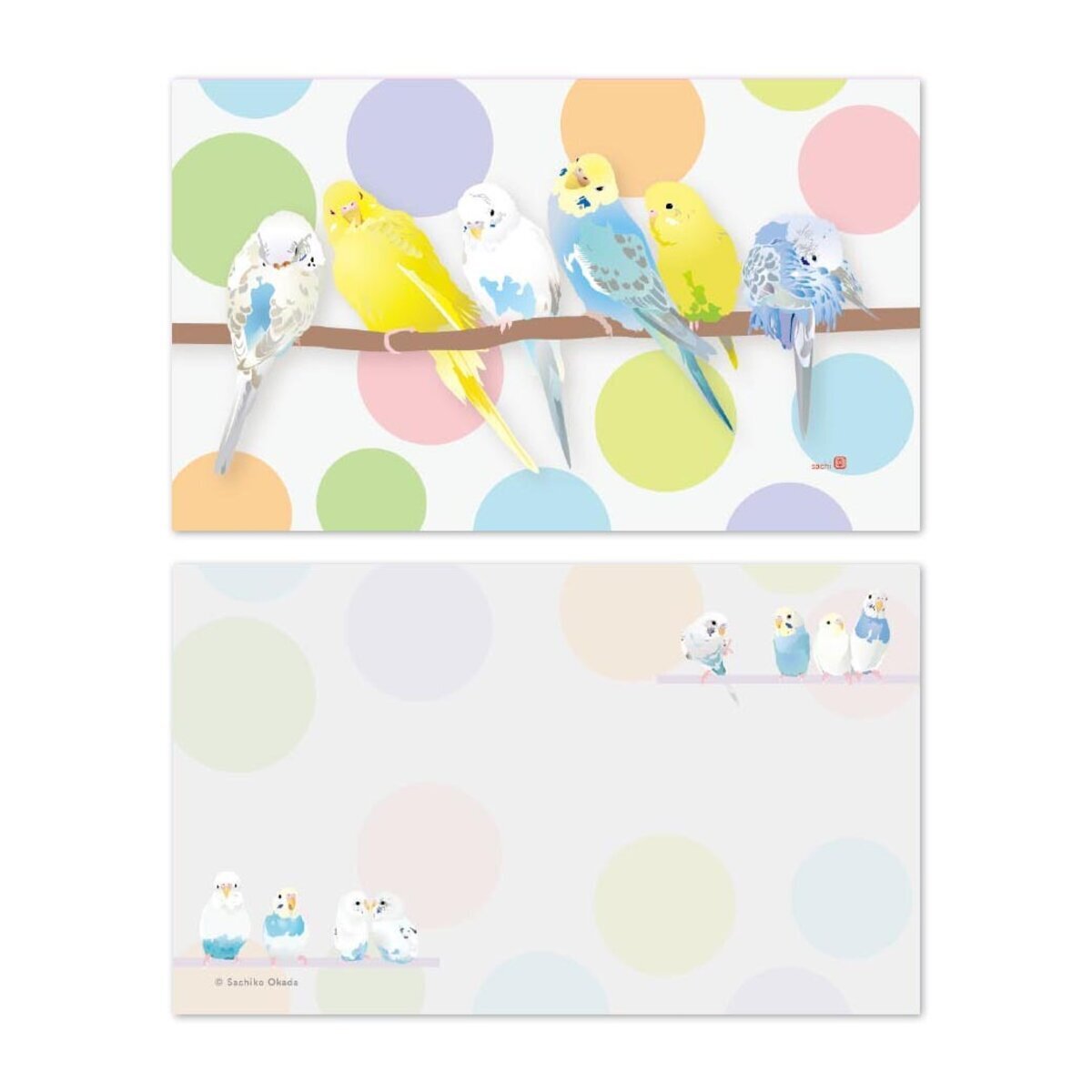 Sets of 10 Budgie Mini Message Card