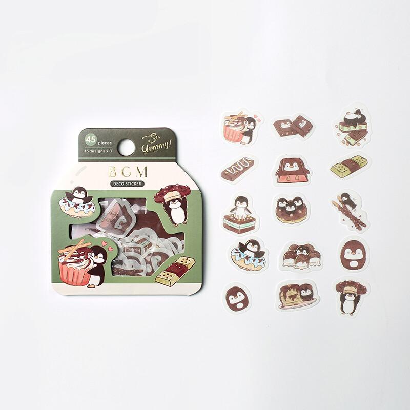 Penguin & Chocolate Glitter Stickers Flakes