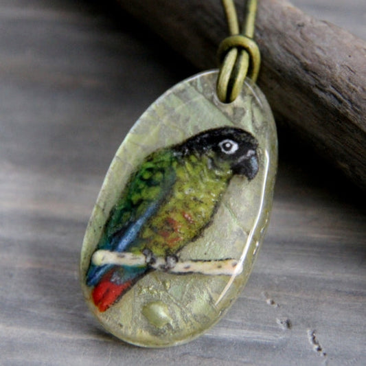 ガラスフュージングペンダント ウロコインコ - 小鳥雑貨専門のお店 スウィート・バーディー・ブティック
