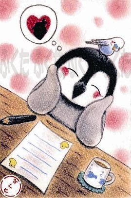 Penguin Budgie Budgerigar Parakeet Postcard Fukuta-52 - Boutique SWEET BIRDIE
