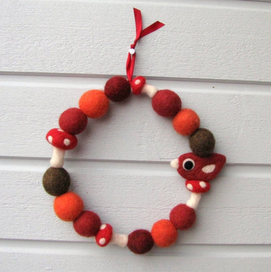 羊毛フェルト  小鳥のリース B - 小鳥雑貨専門のお店 スウィート・バーディー・ブティック