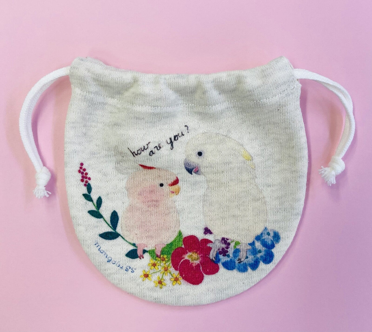 Major Mitchell's Cockatoo & Umbrella Cockatoo Drawstring Bag Mini Size