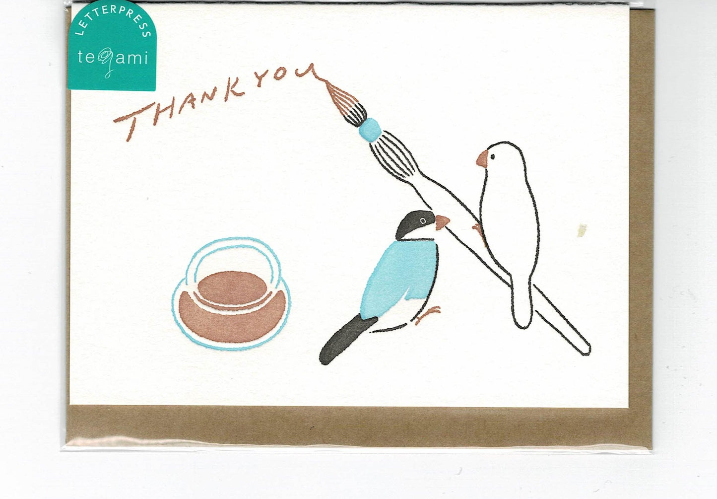Greeting Card Java Sparrow and Pen Thank you