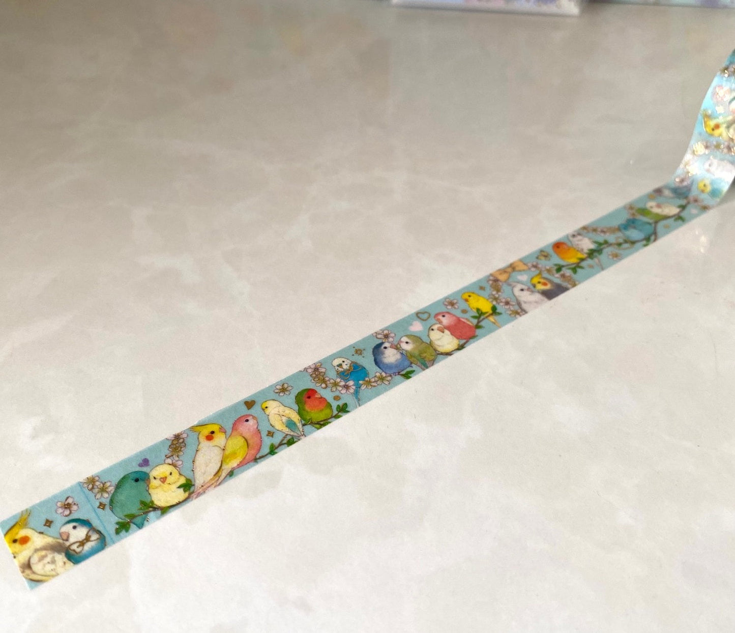 Bird Japanese Washi Tape Masking Tape with Gold Accent